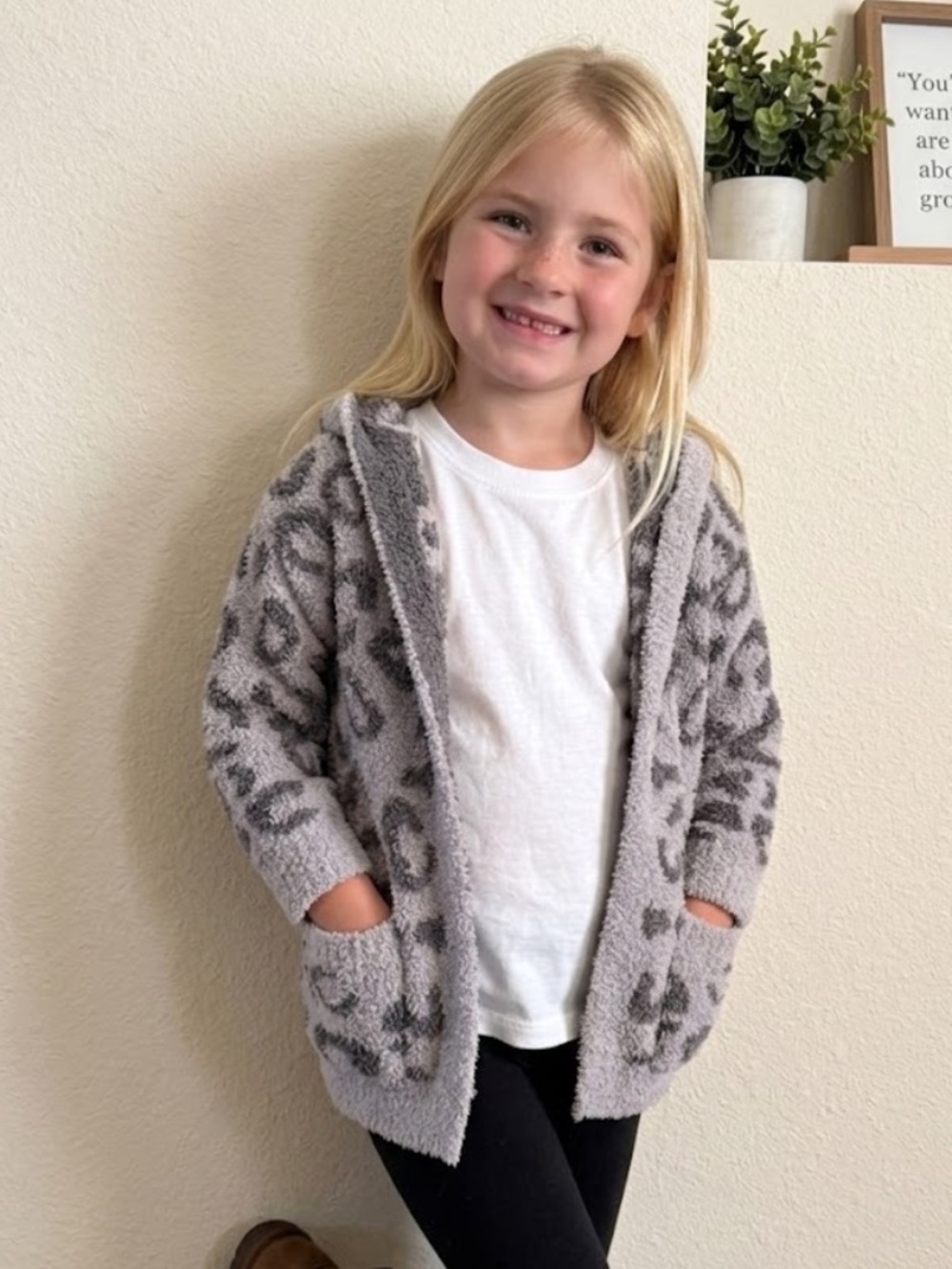 Tullabee Hooded Leopard Plush Cardigan, Like New, 2T/3T